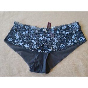 Adore Me Lace Cheeky Hipster Panty XL Navy Blue Floral Flirty Sheer Stretch NWT